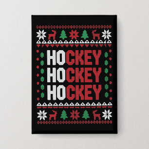 Chapa Amante del hockey sobre hielo Santa de Navidad div