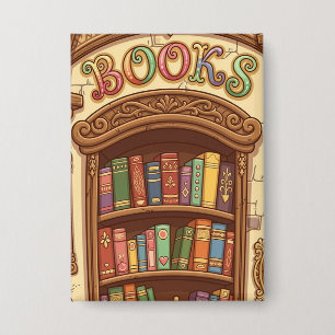 Chapa Amantes de los libros estante de libros de dibujos