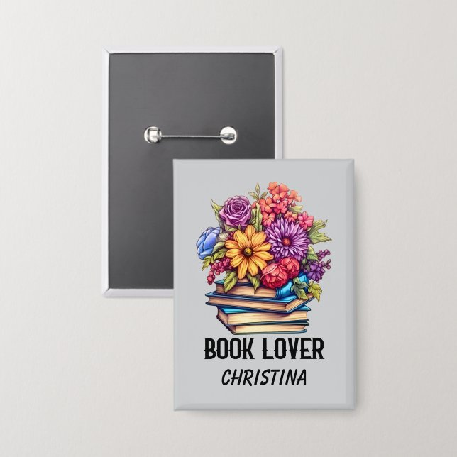 Chapa Amantes del libro de cutas palabras arte (Anverso/Reverso)