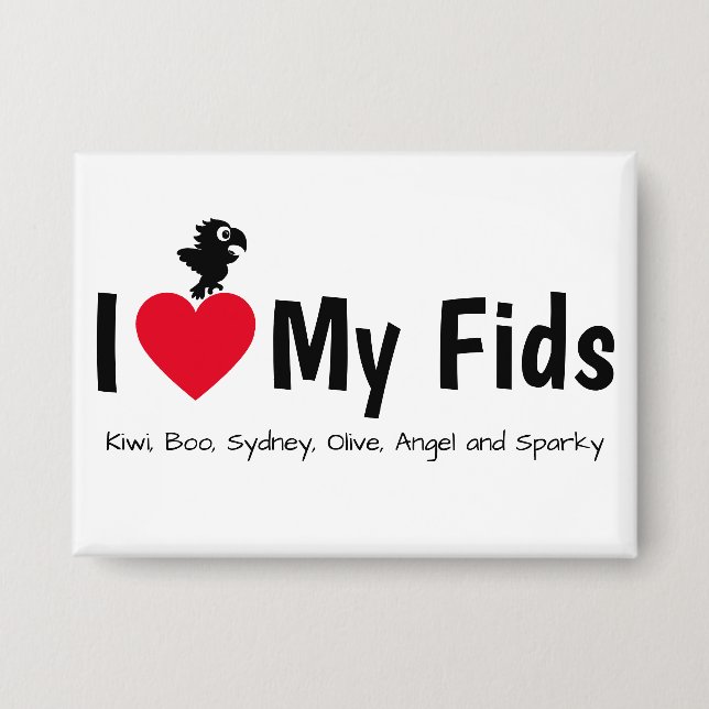 Chapa Amo a mis Fids Loro niños emplumados (Anverso)