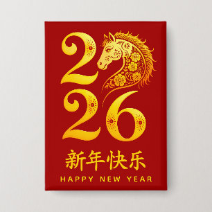 Chapa Año Nuevo Chino del Caballo 2026. Feliz Año Nuevo