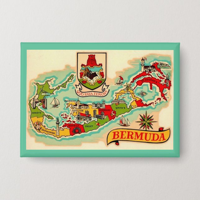 Chapa Antiguo mapa clásico de Bermudas (Anverso)