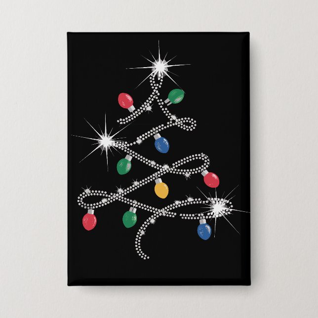 Chapa Árbol de Luces de Navidad con Rhinestone Mega Bril (Anverso)