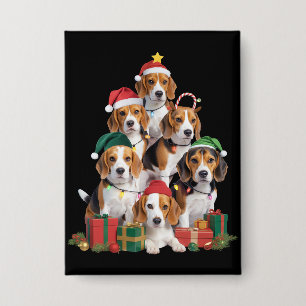 Chapa Árbol de Navidad Beagle con sombrero de Santa Perr