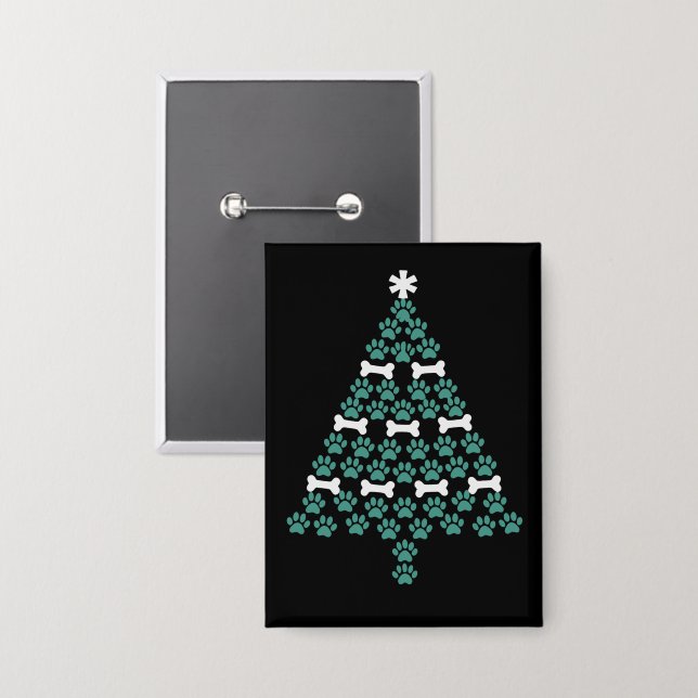 Chapa Árbol de Navidad con Huella de Perro Regalo Navide (Anverso/Reverso)