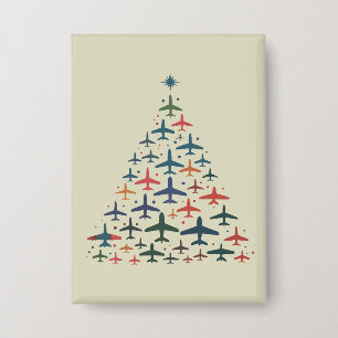 Chapa Árbol de Navidad de Avión Piloto Retro Volando Vue