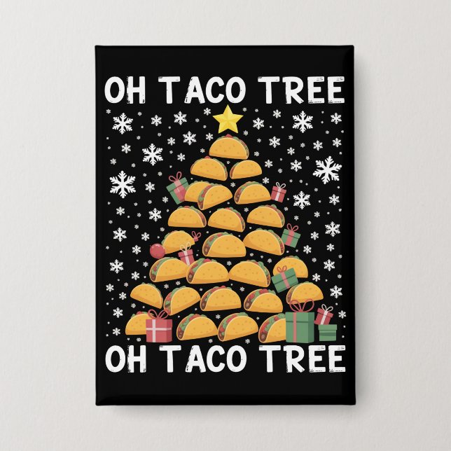 Chapa Árbol de Navidad de Tacos Divertido Navideño Comid (Anverso)