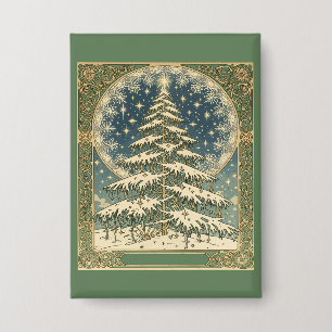Chapa Árbol de Navidad Yule Copos de Nieve y Estrellas A