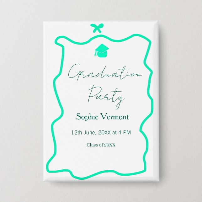 Chapa arco de fiesta de graduación verde pastel frontera (Anverso)