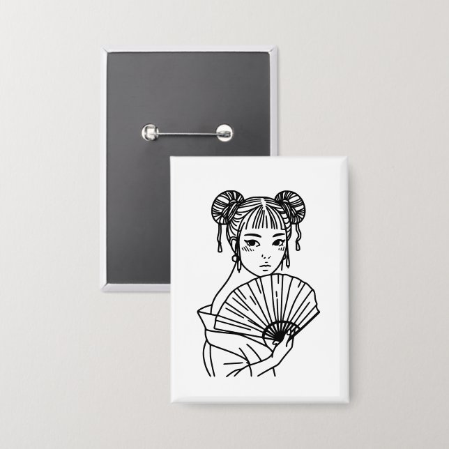 Chapa Arte de fanática japonesa (Anverso/Reverso)