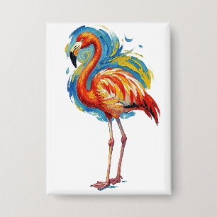 Chapa Arte de pájaro abstracto de flamenco colorido con
