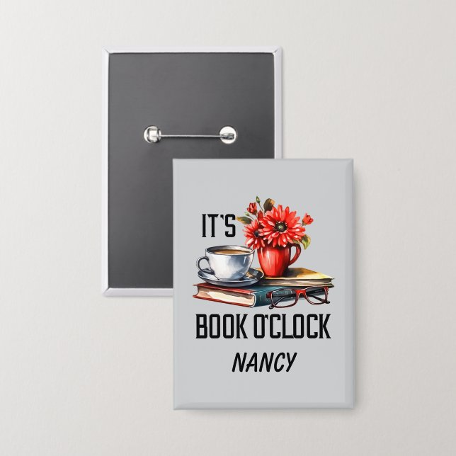 Chapa Arte de palabras divertidas en el libro o reloj (Anverso/Reverso)