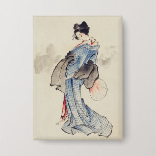 Chapa Arte tradicional japonés de Geisha en Kimono