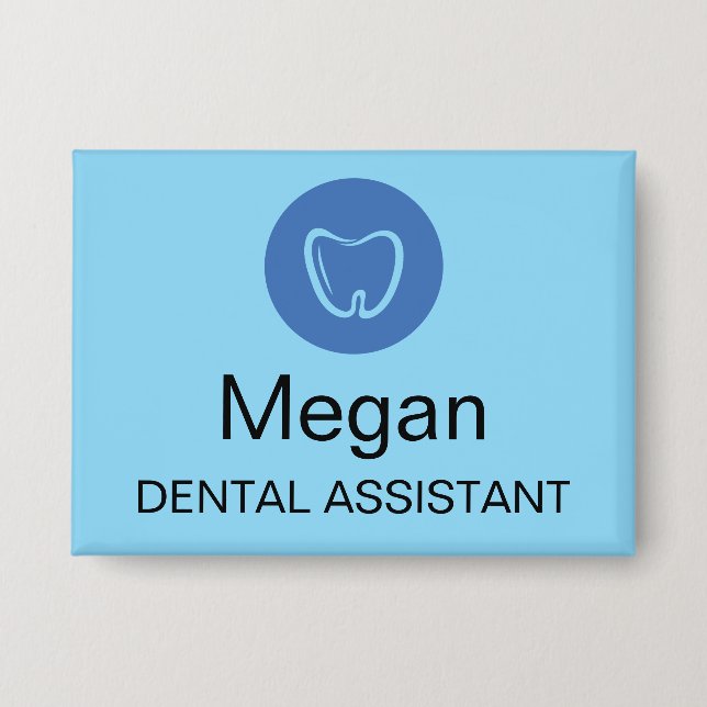 Chapa Asistente Dental Etiqueta Moderna Profesional  (Anverso)