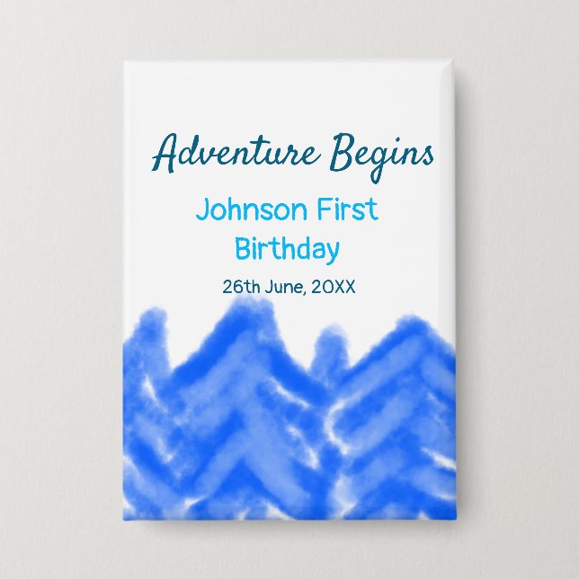 Chapa Aventura azul Aqua empieza la primera montaña de c (Anverso)