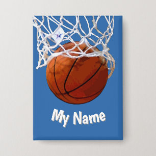 Chapa Baloncesto Tu Nombre Fondo Azul Acero Personalizad