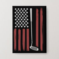 Bandera Americana Retro Golfista Divertido Palo de