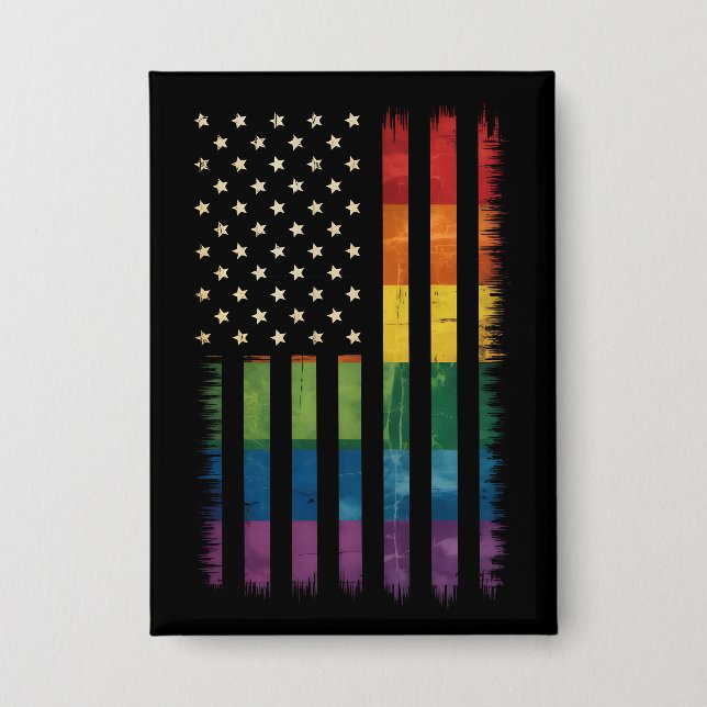 Chapa Bandera estadounidense de EE. UU. Arcoíris Orgullo (Anverso)