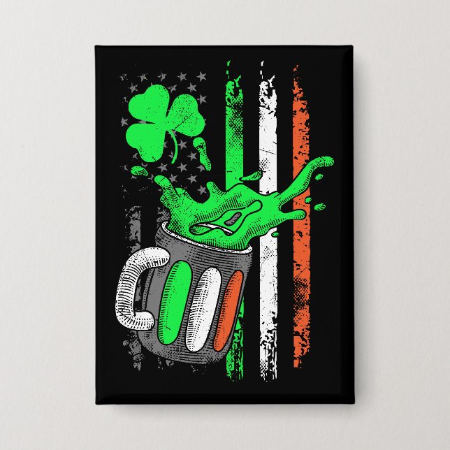 Chapa Bandera irlandesa de cerveza divertida (Anverso)