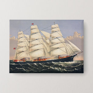 Chapa Barco de Vela Náutico Antiguo Currier & Ives
