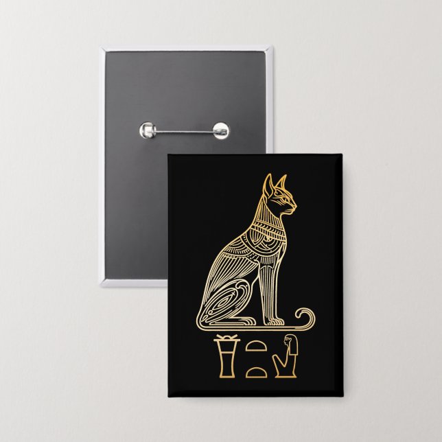 Chapa Bastet, Diosa Gata Egipcia. Nombre en jeroglíficos (Anverso/Reverso)