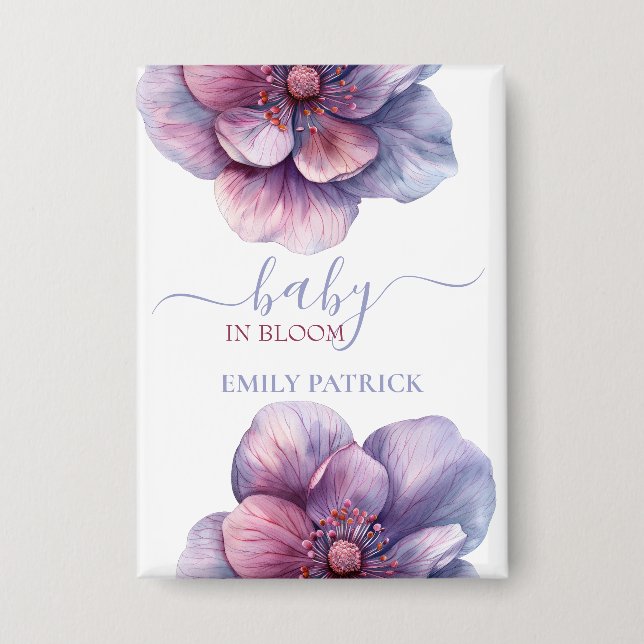 Chapa Bebé en flor | ducha de bebé floral (Anverso)