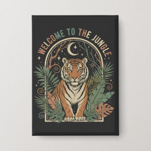Chapa Bienvenido a la Jungla Vintage Tigre Retro Boho