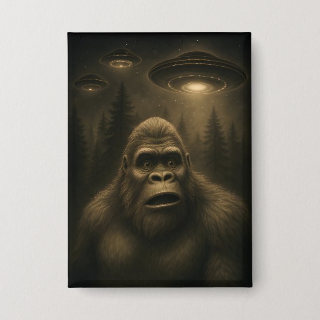Chapa Bigfoot Sasquatch Alien UFO Funny (Anverso)