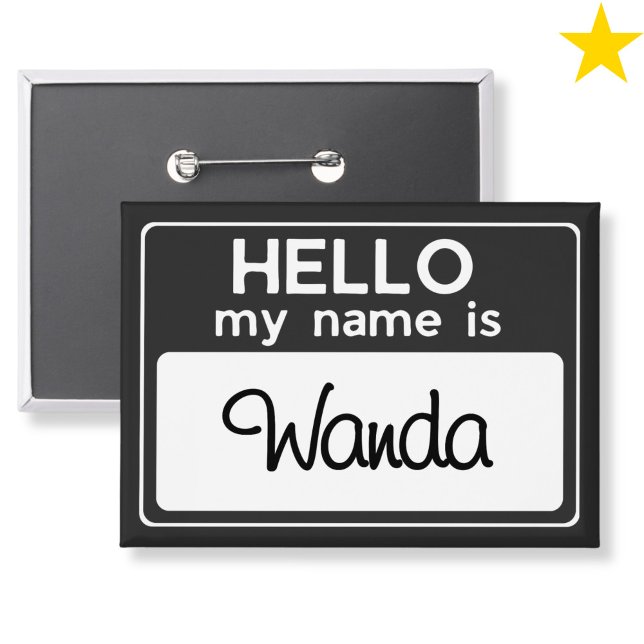 Chapa Black White Custom Name Hello My Name Is (Subido por el creador)