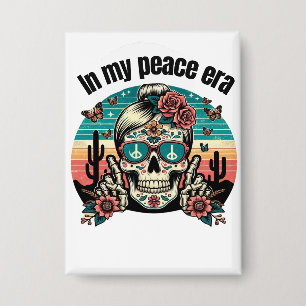 Chapa Boho Peace Era Skull – Retro Desert Floral Design"
