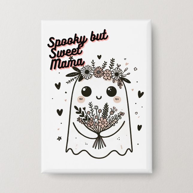 Chapa Bolso De Tela Cute Ghost Mom – Spooky Sweet Mother (Anverso)