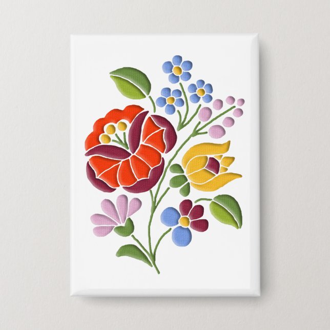 Chapa Bordado de Kalocsa - Arte folclórico húngaro (Anverso)