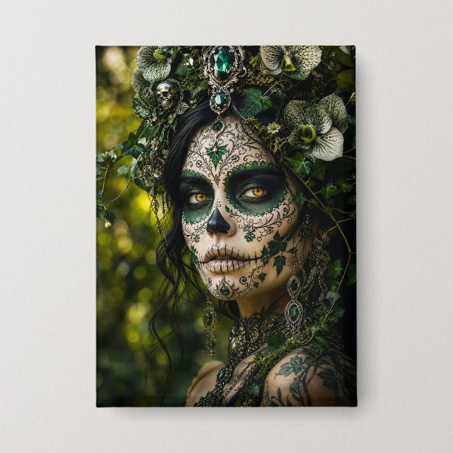 Chapa Bosque Esmeralda Calavera – Botánica Verde (Anverso)