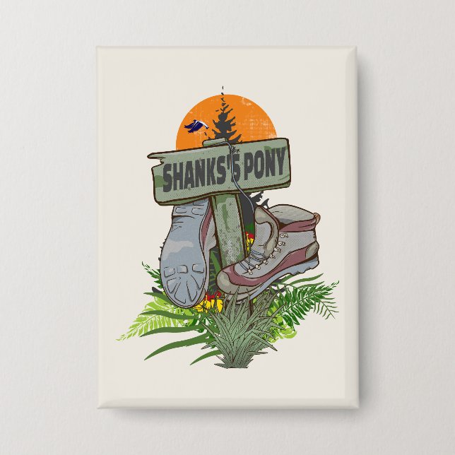 Chapa Botas de senderismo viejas en pony de Shanks (Anverso)