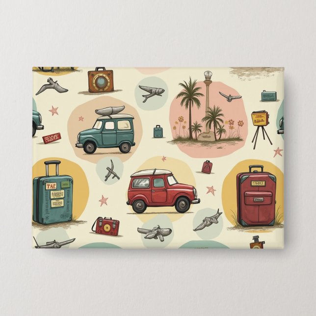 Chapa Botones de patrón de viaje de vintage (Anverso)