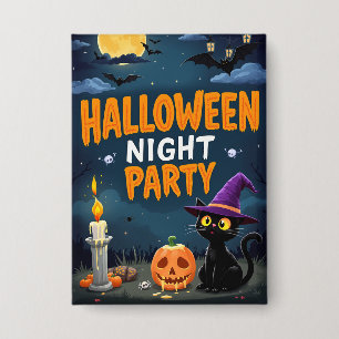 Chapa Bruja Gato Negro Lindo Fiesta de Halloween Noche