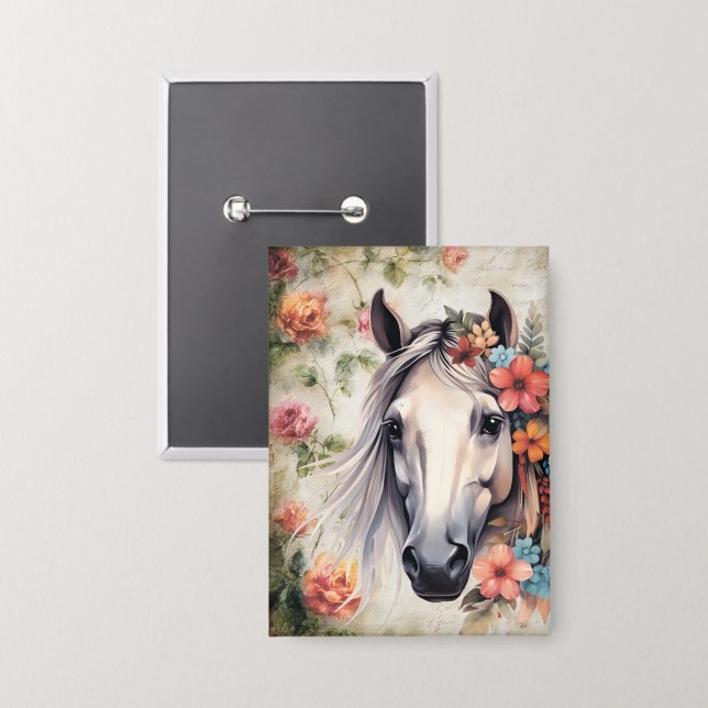 Chapa Caballo blanco en flores. (Anverso/Reverso)