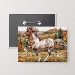 Chapa Caballo islandés Freya en bosque otoñal