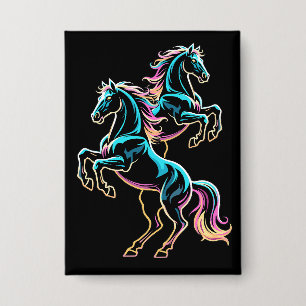 Chapa Caballo Luz de Neón Glitch Estilo Retro