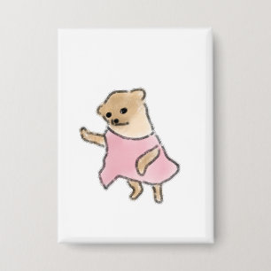 Chapa Cachorro Divertido Bailando Con Vestido Rosa Para