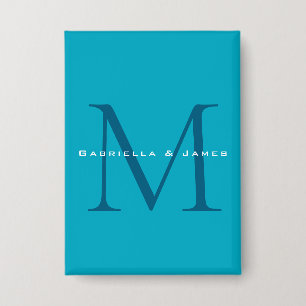 Chapa Calligrafía monogramada Azure Blue Modern Plain