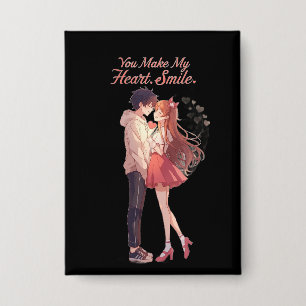 Chapa Camiseta de pareja de anime 'You Make My Heart Smi