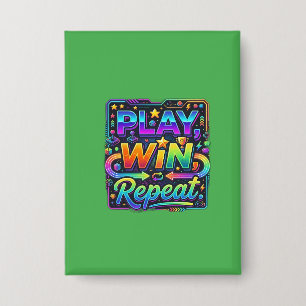 Chapa Camiseta gráfica de juego "Juega, Gana, Repite"