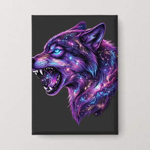 Chapa Camiseta gráfica de lobo rugiendo en galaxia cósmi