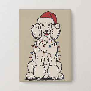 Chapa Caniche Lindo Envuelto en Luces de Navidad Fiesta