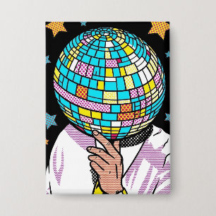 Chapa Cantante de Pop Art Bola de Espejo Bola de Disco