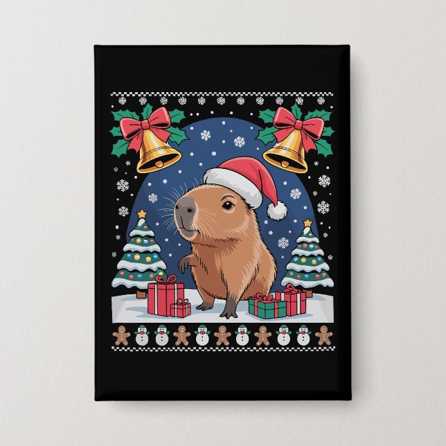 Chapa Capybara Animal Lover Xmas Gift Ugly Capybara  (Anverso)