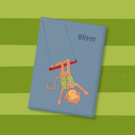 Chapa Cartoon Monkey Trapezist Kid Blue Button