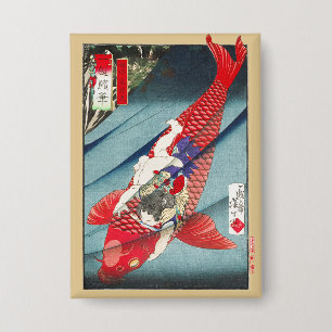Chapa Chinoiserie Carpines Koi Rojo y Niño Heroico Impre