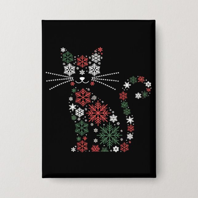 Chapa Christmas Cat Made up Snowflakes Funny Cats (Anverso)